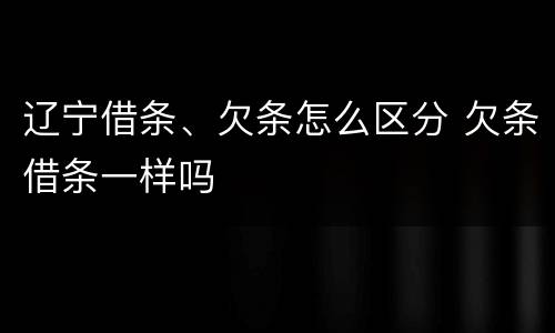 辽宁借条、欠条怎么区分 欠条借条一样吗