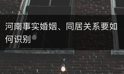 河南事实婚姻、同居关系要如何识别