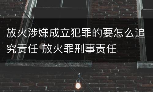 放火涉嫌成立犯罪的要怎么追究责任 放火罪刑事责任
