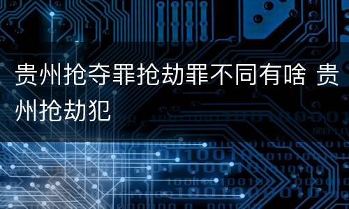 贵州抢夺罪抢劫罪不同有啥 贵州抢劫犯