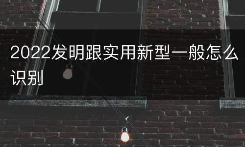 2022发明跟实用新型一般怎么识别