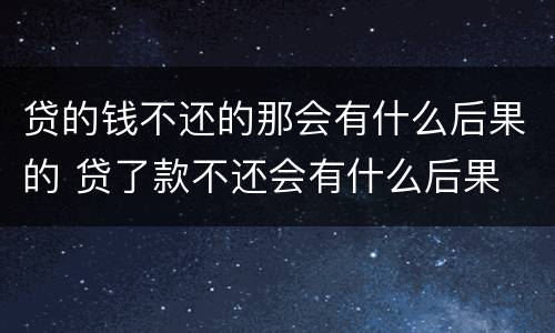 贷的钱不还的那会有什么后果的 贷了款不还会有什么后果