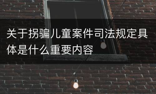 关于拐骗儿童案件司法规定具体是什么重要内容