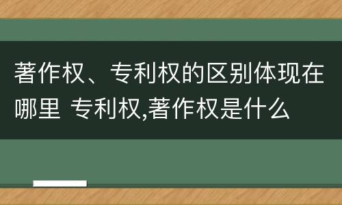 著作权、专利权的区别体现在哪里 专利权,著作权是什么