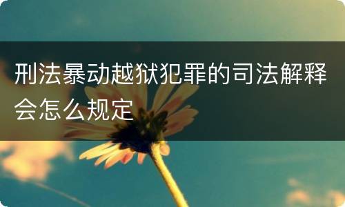 刑法暴动越狱犯罪的司法解释会怎么规定