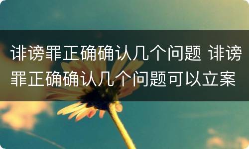 诽谤罪正确确认几个问题 诽谤罪正确确认几个问题可以立案