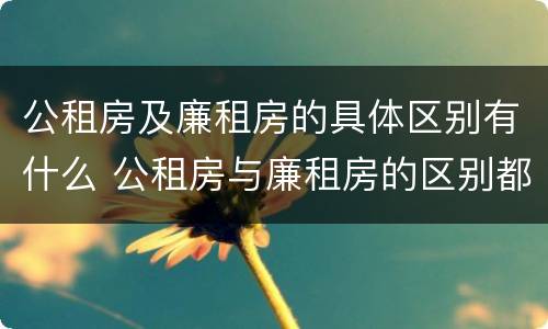 公租房及廉租房的具体区别有什么 公租房与廉租房的区别都在此,别再搞错了!