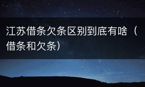 江苏借条欠条区别到底有啥（借条和欠条）