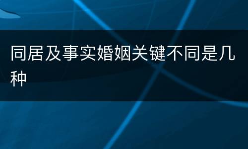 同居及事实婚姻关键不同是几种