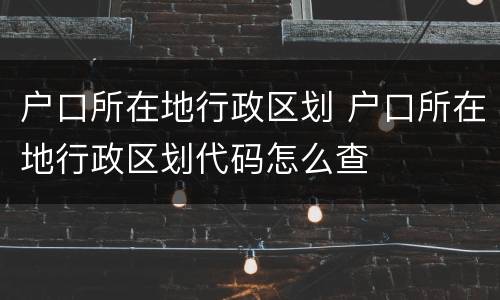 户口所在地行政区划 户口所在地行政区划代码怎么查