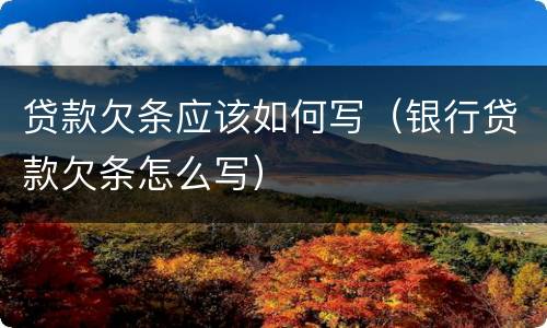 贷款欠条应该如何写（银行贷款欠条怎么写）