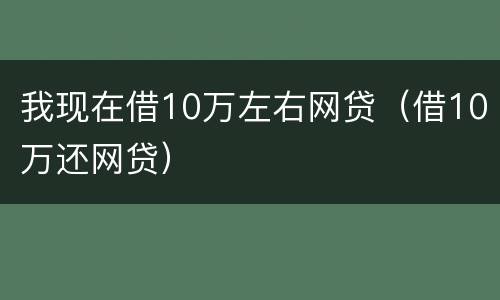 我现在借10万左右网贷（借10万还网贷）