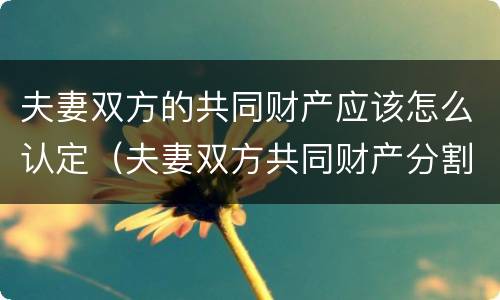 夫妻双方的共同财产应该怎么认定（夫妻双方共同财产分割）