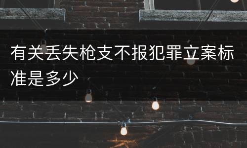 有关丢失枪支不报犯罪立案标准是多少