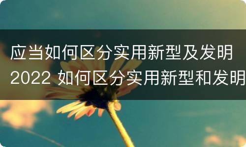 应当如何区分实用新型及发明2022 如何区分实用新型和发明专利