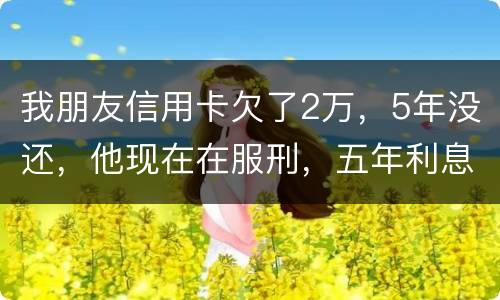 我朋友信用卡欠了2万，5年没还，他现在在服刑，五年利息是多少只还本金可以吗