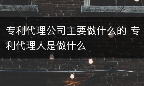 专利代理公司主要做什么的 专利代理人是做什么