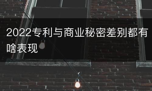 2022专利与商业秘密差别都有啥表现
