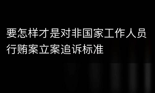 要怎样才是对非国家工作人员行贿案立案追诉标准
