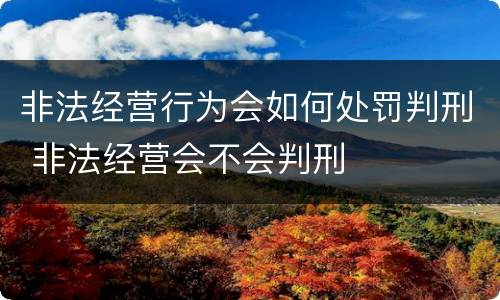 非法经营行为会如何处罚判刑 非法经营会不会判刑