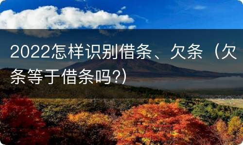 2022怎样识别借条、欠条（欠条等于借条吗?）