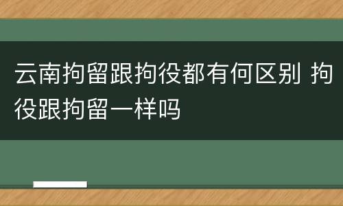 云南拘留跟拘役都有何区别 拘役跟拘留一样吗