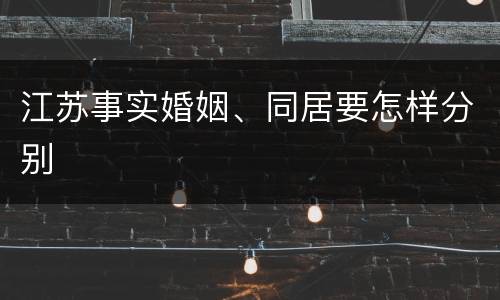 江苏事实婚姻、同居要怎样分别