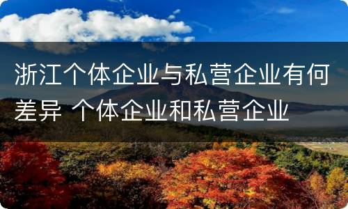 浙江个体企业与私营企业有何差异 个体企业和私营企业