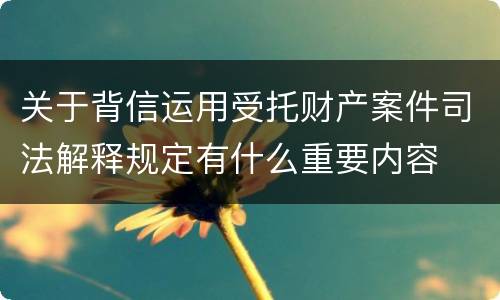 关于背信运用受托财产案件司法解释规定有什么重要内容