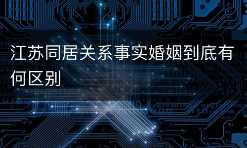 江苏同居关系事实婚姻到底有何区别