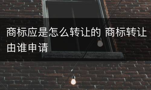 商标应是怎么转让的 商标转让由谁申请