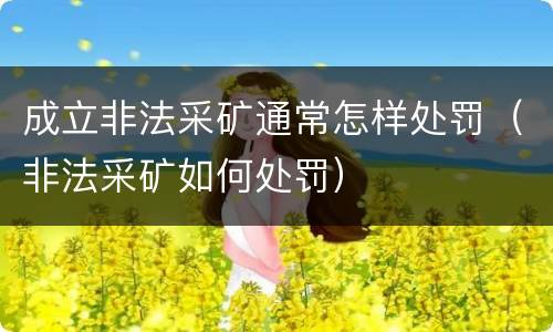成立非法采矿通常怎样处罚（非法采矿如何处罚）