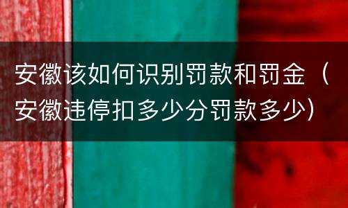 安徽该如何识别罚款和罚金（安徽违停扣多少分罚款多少）