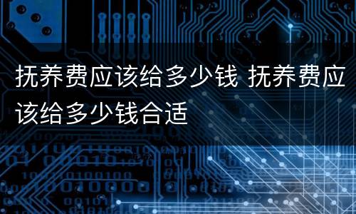 抚养费应该给多少钱 抚养费应该给多少钱合适