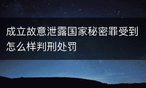 成立故意泄露国家秘密罪受到怎么样判刑处罚