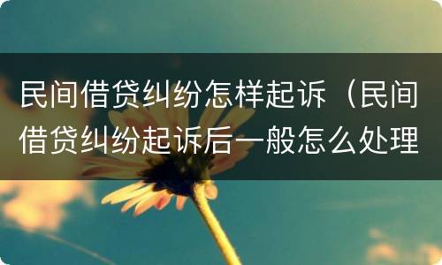 民间借贷纠纷怎样起诉（民间借贷纠纷起诉后一般怎么处理）