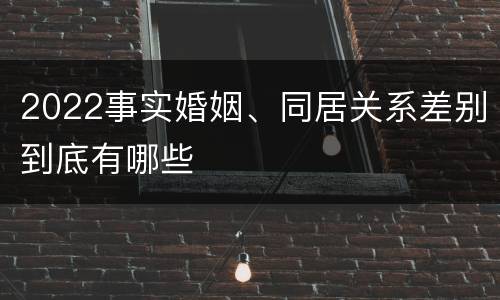 2022事实婚姻、同居关系差别到底有哪些