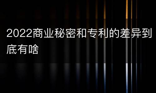 2022商业秘密和专利的差异到底有啥