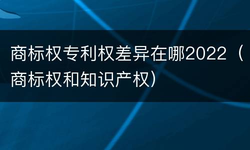 商标权专利权差异在哪2022（商标权和知识产权）
