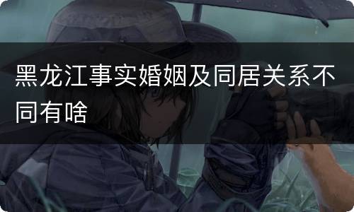 黑龙江事实婚姻及同居关系不同有啥