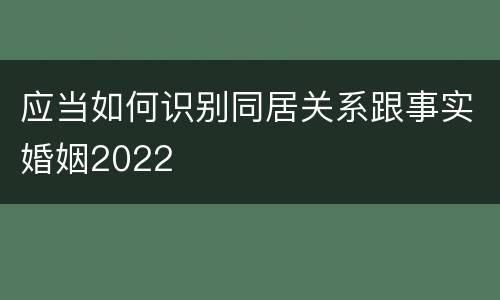 应当如何识别同居关系跟事实婚姻2022