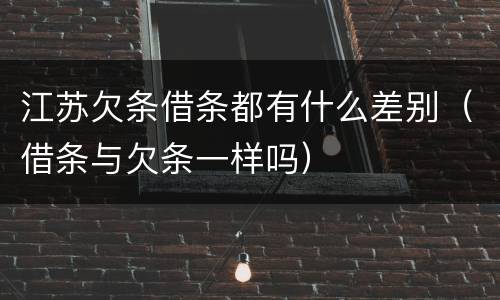 江苏欠条借条都有什么差别（借条与欠条一样吗）