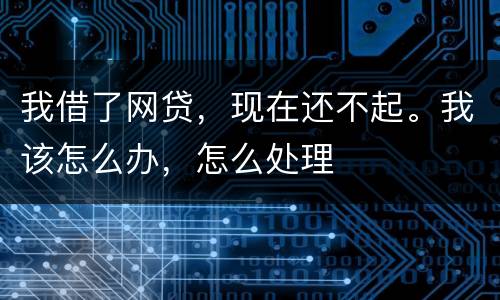 我借了网贷，现在还不起。我该怎么办，怎么处理