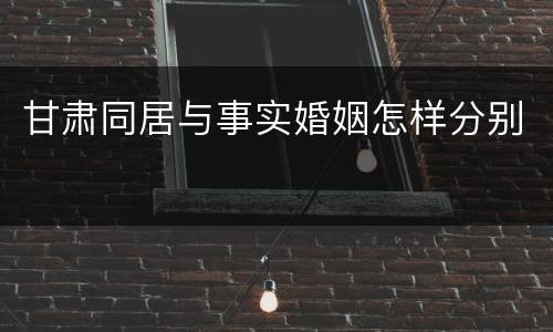 甘肃同居与事实婚姻怎样分别