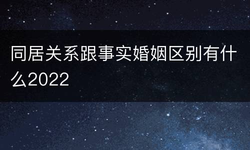 同居关系跟事实婚姻区别有什么2022