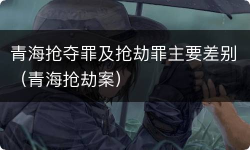 青海抢夺罪及抢劫罪主要差别（青海抢劫案）