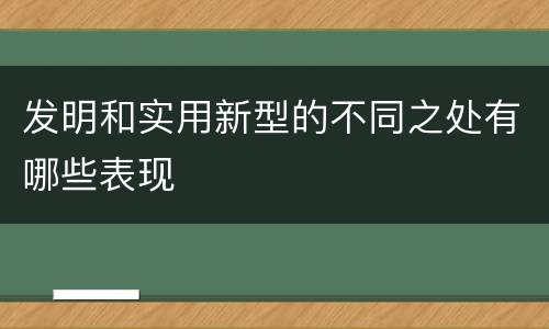 发明和实用新型的不同之处有哪些表现