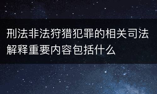 刑法非法狩猎犯罪的相关司法解释重要内容包括什么