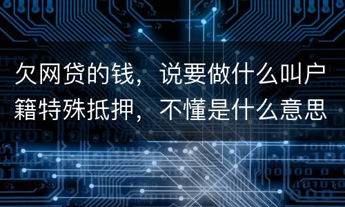 欠网贷的钱，说要做什么叫户籍特殊抵押，不懂是什么意思