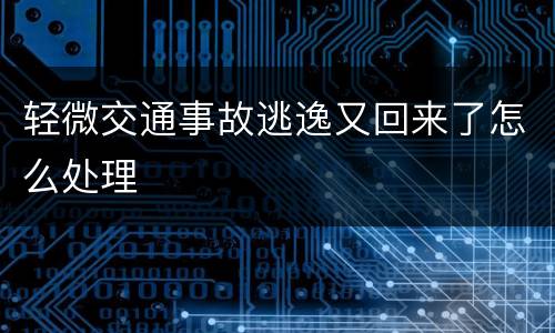 轻微交通事故逃逸又回来了怎么处理